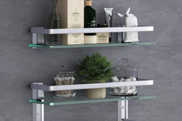 Signature Hardware Glass Bath Shelf 5812