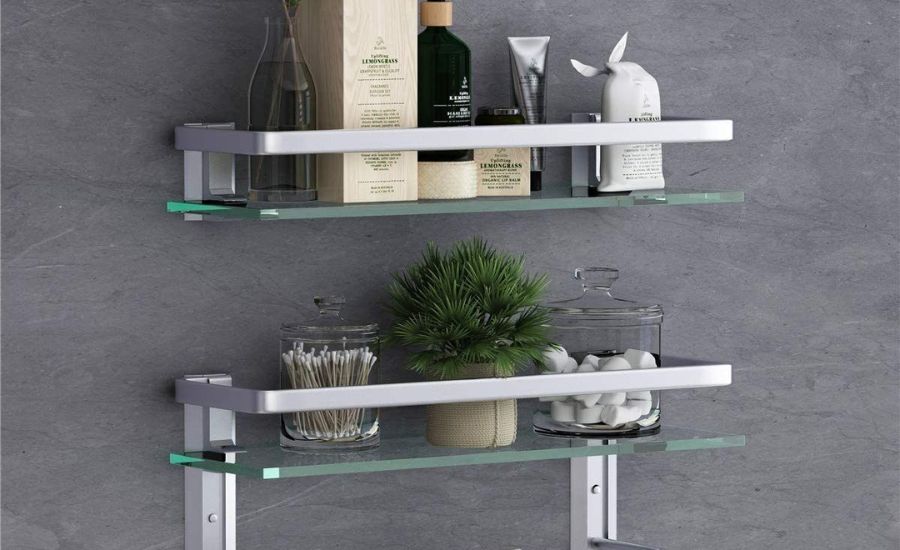 Signature Hardware Glass Bath Shelf 5812